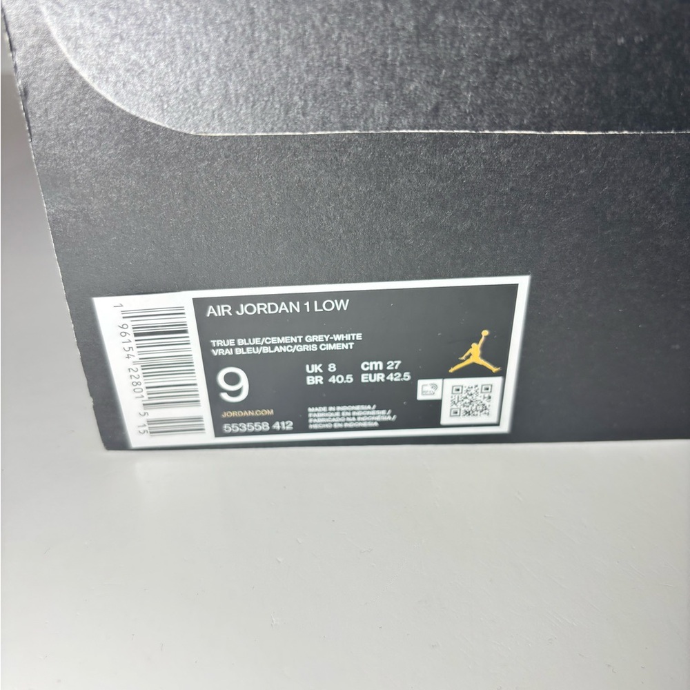 Air Jordan 1 Low True Blue Cement - 553558-412 - Size 9 - Picture 14 of 14